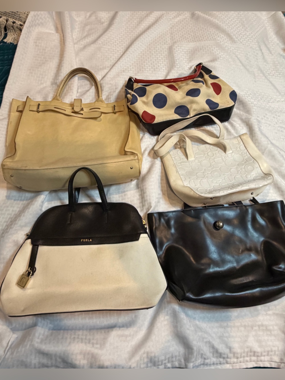 Rehab 55: Furla Assorted Handbag Lot of 5 Leather Canvas Tote Shoulder project